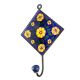 Navy Blue With Yellow Tiny Flower Ceramic Tiles Hooks 